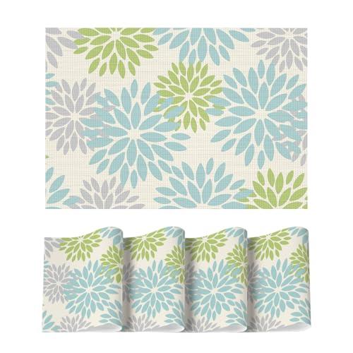 Artoid Mode Floral Vinyl Plastic Placemats Set of 4, 12x18 Inch Washable Non-Slip PVC Place Mats for Party Kitchen Dining Decor, Sage - color: Beige/Sage, size: 12" x 18", Rectangular Set of 4