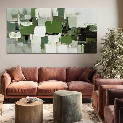 Abstract Canvas Wall Art Green White Black Gray for Living Room 29x58 Inch - color: White and Green and Black, size: 58"L x 29"W