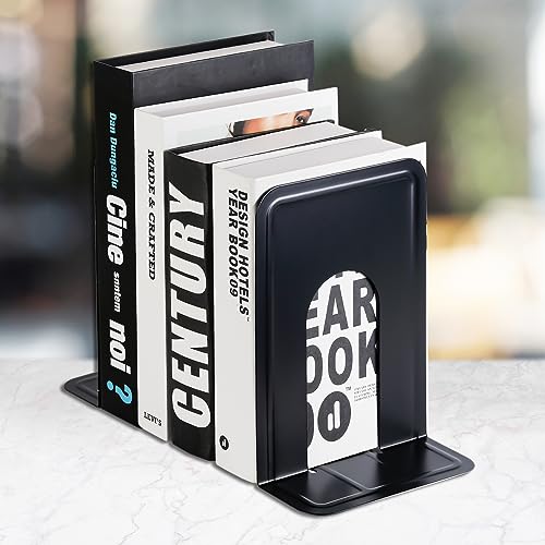 MaxGear 8.5 in Extra Large Heavy Duty Book Ends, Black Metal Bookends | Premium Non-Skid Bookend for Shelves, , Classic Book Stopper for Books/Movies/CDs/Games, 8.5 x 5.9 x 7.8 in,3 Pairs - size: XL - 3 Pairs
