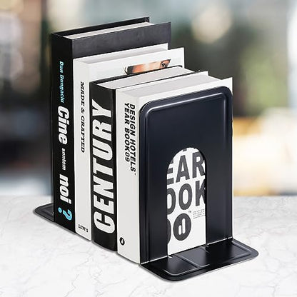 MaxGear 8.5 in Extra Large Heavy Duty Book Ends, Black Metal Bookends | Premium Non-Skid Bookend for Shelves, , Classic Book Stopper for Books/Movies/CDs/Games, 8.5 x 5.9 x 7.8 in,3 Pairs - size: XL - 3 Pairs