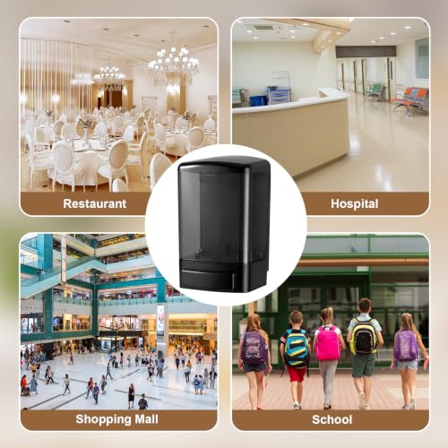 Hushee 4 Pcs Wall Mounted Soap Dispenser,33.8 Oz 1000 Ml,All Black | Manual Press, 1000ml 33.8oz Capacity Clear Window, For Restaurant Bathroom Kitchen Hotel, Liquid Soap Shampoo Dispenser - color: All Black, size: 33.8 oz 1000 ml