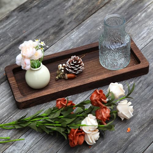 Hatway Wooden Decorative Tray Candle Holder Long Wood Tray Home Decor,Centerpieces Plates for Table centerpieces for CoffeeTable,Christmas Decor - color: Brown--rectangular
