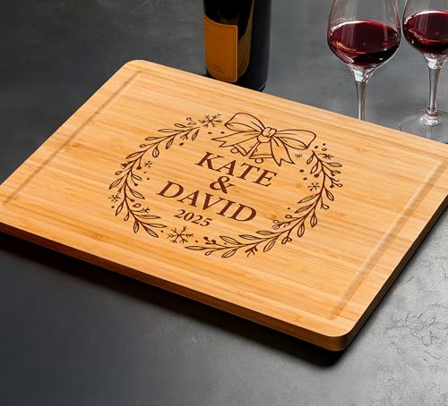 Personalized Cutting Board, Wedding Gifts for Couples 2026, Custom Engraved Unique Present with Names & Date, Unique Holiday, Bridal Shower, Engament, Christmas,Housewarming, Anniversary & Newlyweds