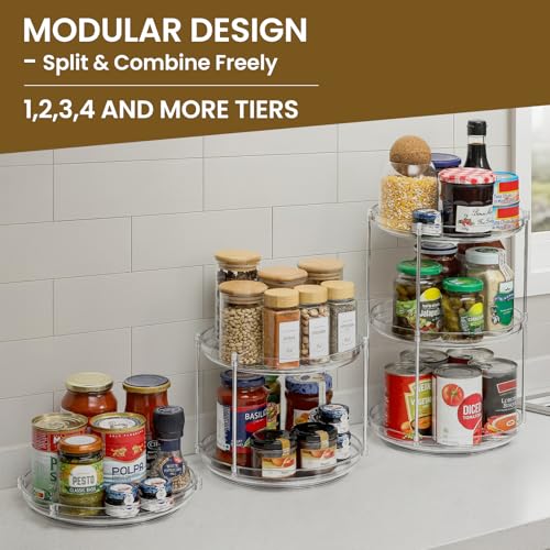 2 Tier Non-Skid Acrylic Lazy Susan Organizer - Rotating Spice Rack - Turntable Organization for Kitchen, Pantry, Countertop, Closet, Bathroom, Vanity, Medicine Cabinet Organizing,10'' - size: 10in