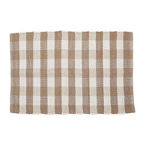 DII Buffalo Check Rug Collection, Hand Dyed Reversible Chindi Rug, 26x40, Stone/Cream - color: Stone/Cream, size: 2'2" x 3'4" (Rectangular)