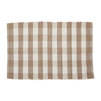 DII Buffalo Check Rug Collection, Hand Dyed Reversible Chindi Rug, 26x40, Stone/Cream - color: Stone/Cream, size: 2'2" x 3'4" (Rectangular)