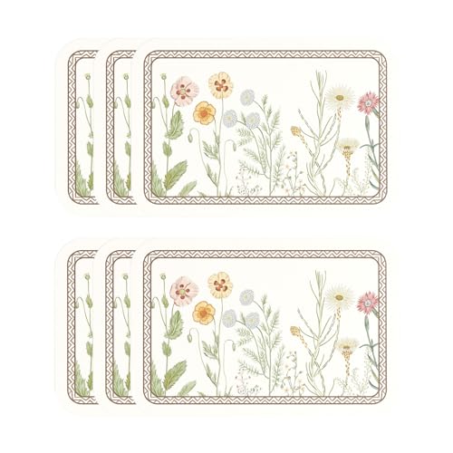 Vinyl Waterproof Placemats Set of 6 Rectangular,12"*17"-Serenity D | Wipeable Beautiful Print Place Mats,Stain Resistant,Heat Resistant,Everyday Meals,Kitchen,Dinning,Holiday,Decor - color: Serenity D