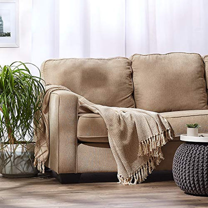 DII Chevron Throw Collection Handloomed Cotton, 50x60, Stone - color: Stone, size: 50x60"