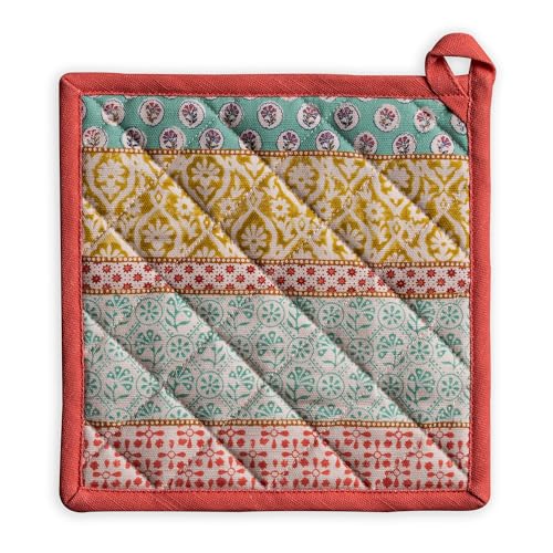 Maison d' Hermine Pot Holders 100% Cotton Potholders (8" x 8", Pack of 1) | Heat Resistant Hot Pads with Loop BBQ Cooking Baking Farmhouse Kitchen Handling Hot Pans Spring Summer - Provence - color: 002 - Provence, size: 8" x 8" (Pot Holder Pack of 1)