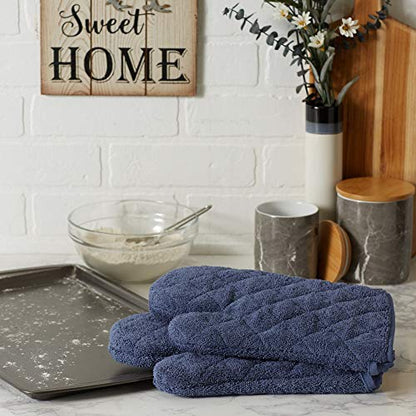 DII Basic Terry Collection 100% Cotton Quilted, Oven Mitt, French Blue, 2 Piece - color: French Blue, size: Oven Mitt