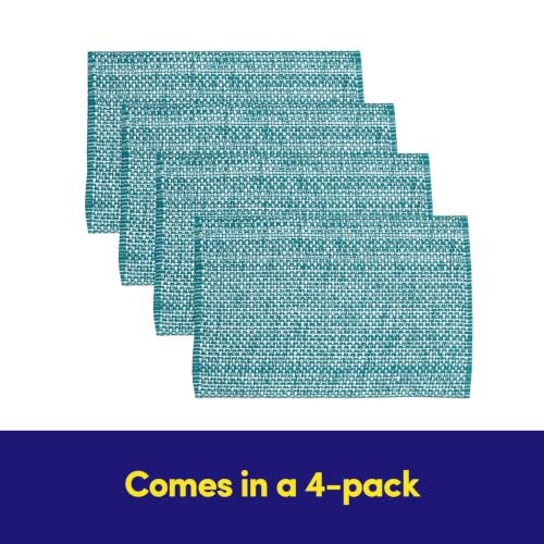 Sweet Home Collection 100% Cotton Placemats for Dining Room Rectangle Two Tone Woven Fabric 13" x 19" Soft Durable Table Mat Set, Set of 6, Turquoise - color: Turquoise, size: Rectangle 13" x 19"