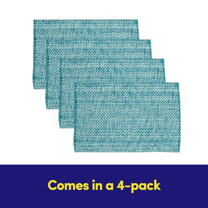 Sweet Home Collection 100% Cotton Placemats for Dining Room Rectangle Two Tone Woven Fabric 13" x 19" Soft Durable Table Mat Set, Set of 6, Turquoise - color: Turquoise, size: Rectangle 13" x 19"