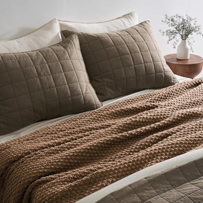 EVERGRACEHOME Chunky Chenille Knit Throw Blanket, 90 x 90, Camel Brown | Sculpted Moss Stitch, Chic Modern Farmhouse, All-Season Warmth, OEKO-TEX® Certified, Oversized Queen for Couch, Bed, Sofa - color: Camel Brown, size: 90" X 90"