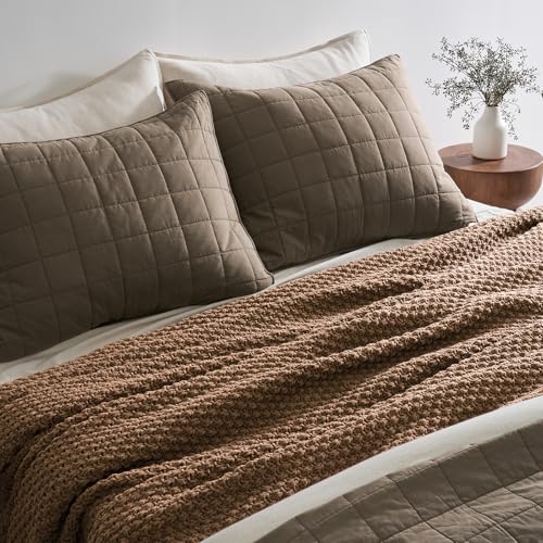 EVERGRACEHOME Chunky Chenille Knit Throw Blanket, 108x92, Camel Brown | Sculpted Moss Stitch, Chic Modern Farmhouse, All-Season Warmth, OEKO-TEX® Certified, Oversized King for Couch, Bed, Sofa - color: Camel Brown, size: 108" X 92"