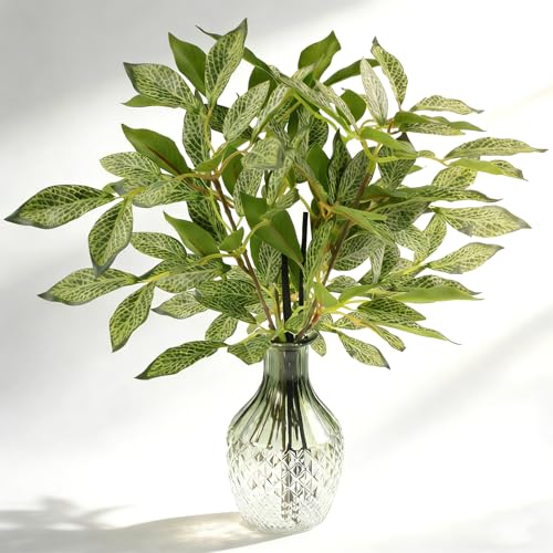 Empty Reed Diffuser Bottle, Glass Diffuser Bottle with Sticks Fake Greennery Plants, Fragrance Aromatherapy Essential Oil DIY Jar for Home Shelf Bedroom Bathroom Office Decor - color: Gradient Green