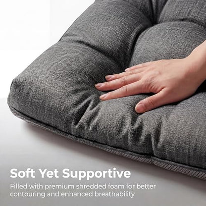 Chair Cushions for Dining Chairs Set of 4, 15.5" x 15.5" x 3.5" Kitchen Chair Cushions with Ties, Upgraded Silicone Non-Slip Bottom, Premium Shredded Memory Foam Chair Pads, Grey - color: Dark Grey