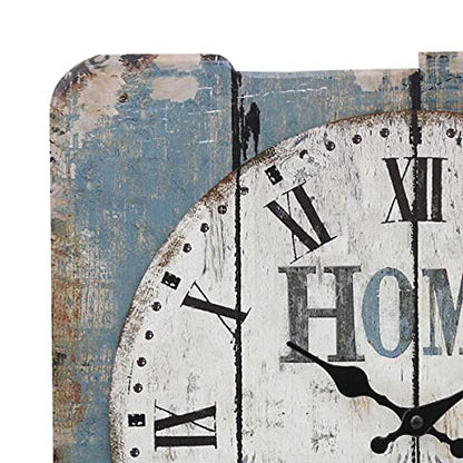 Stonebriar Square 15" Rustic Farmhouse Worn Blue and White Roman Numeral Battery Operated Wall Clock - color: Blue