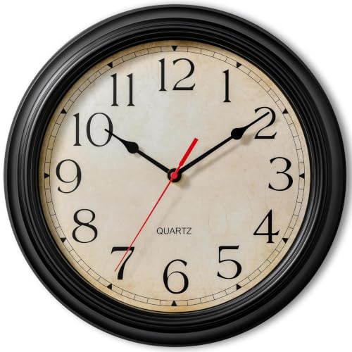 KECYET Wall Clocks Battery Operated Silent Small Vintage for Kitchen | Vintage Wall Clock; Analog Silent non Ticking; Kitchen Living Room Home Office Bathroom Bedroom - color: E_black, size: 8.5 Inch
