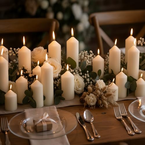 18 Pack Ivory Pillar Candles Bulk Set, 2x3 2x4 2x6 Inch - 6 Each Size, Dripless Smokeless Clean Burning for Wedding Centerpieces, Home Decor, Church, Romantic Ambiance！ - color: 18 Pointed-tip, size: 2 x 3/4/6 Inch