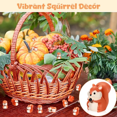 Threehoney 50 Pcs Mini Resin Animal Miniature Figurines Bulk Adorable Garden Accessories for Christmas Gifts Micro Landscape Ornaments Home Decor Bookcase Living Room Scenes Kit (Squirrel Style) - style: Squirrel Style