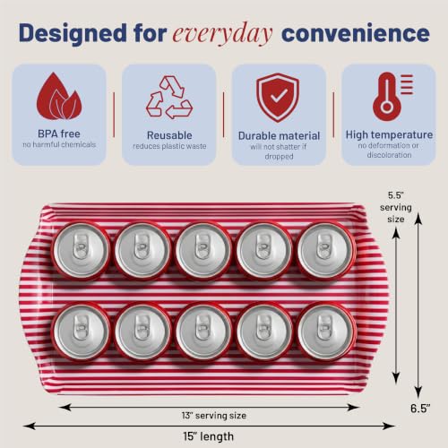 Red Stripe Melamine Cookie Tray Lightweight Platter for Desserts & Snacks | By Sprinkles & Confetti BPA-Free Break-Resistant 4th of July Parties BBQs Picnics Entertaining Food Displays Kitchen - color: Red Stripe