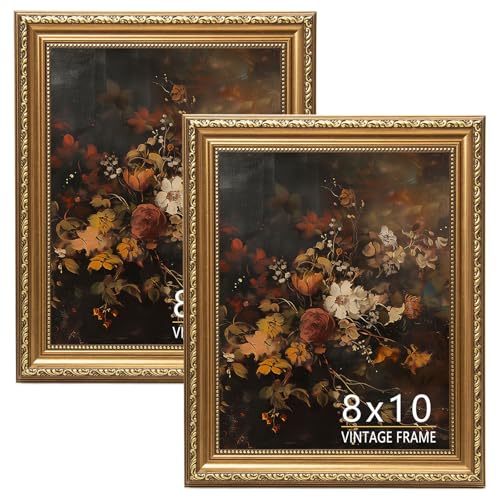 8x10 Picture Frame, Vintage Bronze Gold Picture Frame for Tabletop & Wall Mount, Antique Photo Frame 8 x 10 for Living Room, Bedroom, Office or Gallery Wall, Retro Home Decor Gift - 2 Pack - color: Bronze Gold, size: 8x10 - 2 Pack