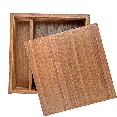 Wood Gift Box with Sliding Top, JBOS Discrete Sliding-Lid Wooden Boxes Photo Box Wedding Memory Box for Friends/Business Partners/Photographers/Clients (Walnut, 6.73x6.73x1.38inch) - color: Walnut(L), size: Classic