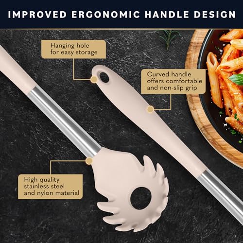 Home Hero Silicone Kitchen Utensils Set - Heat Resistant Non-Scratch Cooking Utensils - Ergonomic Silicone Spatula Set - Dishwasher Safe Kitchen Tools - 26 Piece, Stone - size: 26 Pcs