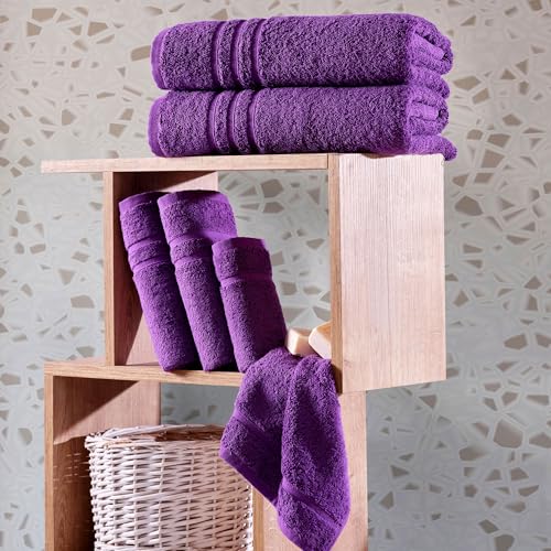 Hawmam Linen Personalized Towels - Customized Turkish Cotton Towel Set, Monogrammed Towels with Initials, Name & Embroidery, Idea for Weddings, Bridal Showers, Anniversaries, for Couples - Purple - color: Lilac