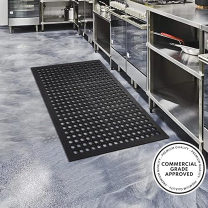 A1 Home Collections Anti Fatigue Mat, 0.6" Thick Heavy Duty Rubber Floor Mat with Drainage Holes - Non-Slip Kitchen, Bar & Restaurant Mat, 24x36 in (2 Pack) - size: 2 Pack - 36"L x 24"W x 0.6"Th
