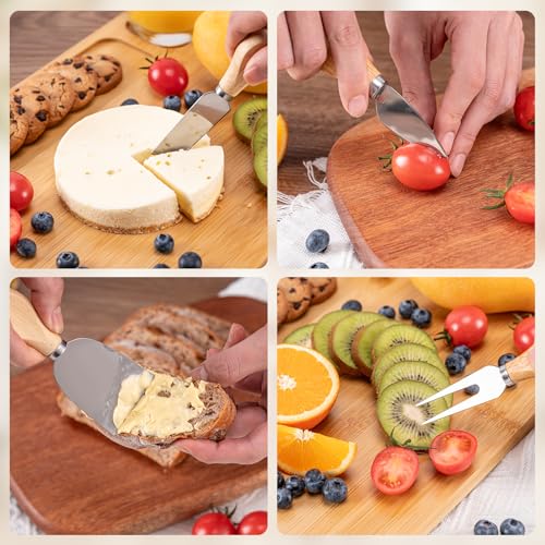 AISOSO Charcuterie Boards,Personalized Bamboo Cheese Board Set with 4 Knife | Lightweight and Elegant Serving Platter Accessories for Entertaining Party Picnic, Housewarming and Wedding