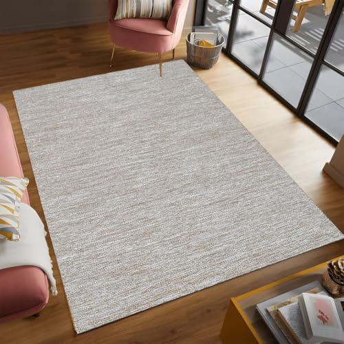 100% Cotton Area Rug, Natural, 3x5 Ft | Hand Woven, Non-slip Rustic Farmhouse Bohemian Accent Rug for Living Room, Bedroom, Kitchen Or Entryway Floors - color: Natural, size: 3'x5'