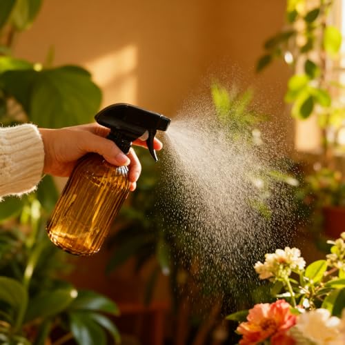 YYTSGG Glass Plant Mister Bottle, 13.5oz, Brown | Refillable Water Spray Bottle with Adjustable Mist Nozzle for Indoor Flowers, Outdoor Gardening, Cleaning, Hair and Pets Care - color: Brown