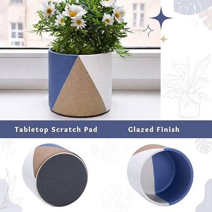 D'vine Dev 2-Pack Cachepot with Clear Pot, 6.5 in, Cobalt Canyon, 93-V-C-3 | Dual-Pot System, Root Visibility, Bottom Watering Support, Enhanced Drainage, Artistic Stoneware Design, Easy Plant Care - color: Cobalt Canyon, size: 6.5” Cachepot + 6“ Clear Gr