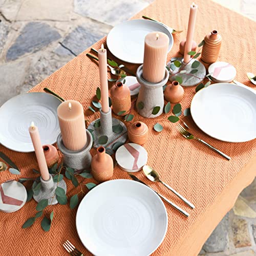 Main + Mesa Stoneware Pillar & Taper Candle Holders, Set of 2 - color: Light Graphite Gray, size: Set of 2