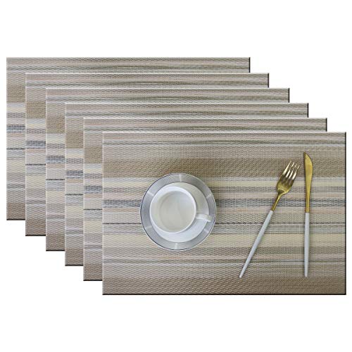 Placemats Set of 6 for Outdoor Table Mats Washable Easy to Clean PVC Placemat (Beige) - color: Multicolour Beige, size: placemats set of 6