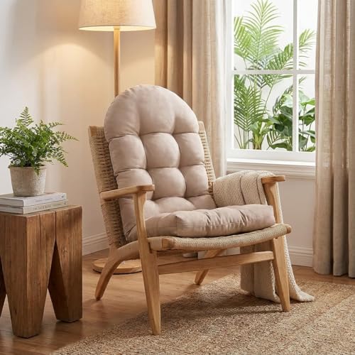 Yddsky Adirondack Chair Cushion, Rocking Cushions 44x19.4x4 inch, High Back Patio Recliner Cushion of Upper and Lower with Ties, Sunscreen and Fade-Resistant Khaki,2 - color: Khaki