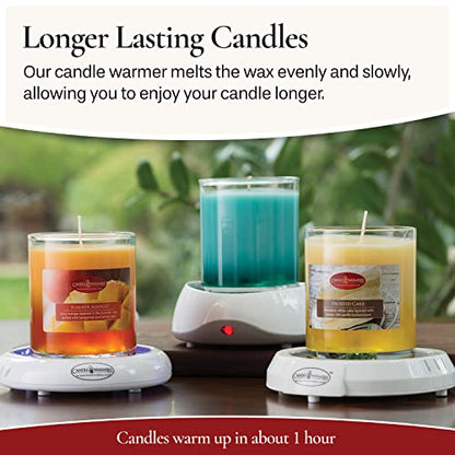 CANDLE WARMERS ETC. Auto Shutoff Candle Warmer Plate (White, Plug-in) – Modern Candle Wax Warmer with 8-Hour Timer - size: 04