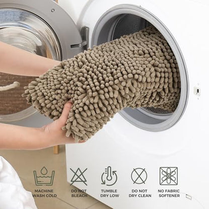 Bcoimo Bath Rugs Mat Set,2 Piece Non Slip Chenille Latte Bathroom Mat Sets | Extra Soft 24x17 Bathroom Rug;Non Slip with Rubber Back Bath Mat;High Absorbent And Quick Dry Microfiber mat;Machine Washable - color: Latte, size: 24×17 Plus 24×17