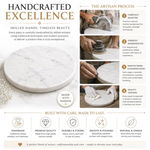 11-Inch Round Marble Cheese Cutting Board, White | Solid Natural Stone, Cutting Board & Charcuterie Serving Tray, Non-Slip Feet, 0.5" Thick, Easy to Clean - color: White, size: 11"L x 11"W