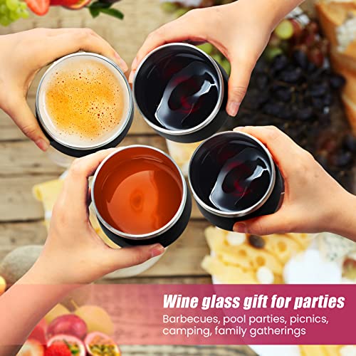 Remagr 16 Pack Stainless Steel Wine Tumblers 12 oz Insulated Vacuum Wine Cup Set Double Wall Stainless Steel Stemless Mug Glasses for Coffee Soda Whiskey Outdoor Travel (Black) - color: Black