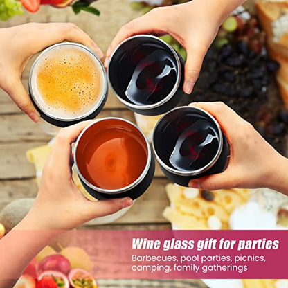 Remagr 16 Pack Stainless Steel Wine Tumblers 12 oz Insulated Vacuum Wine Cup Set Double Wall Stainless Steel Stemless Mug Glasses for Coffee Soda Whiskey Outdoor Travel (Black) - color: Black