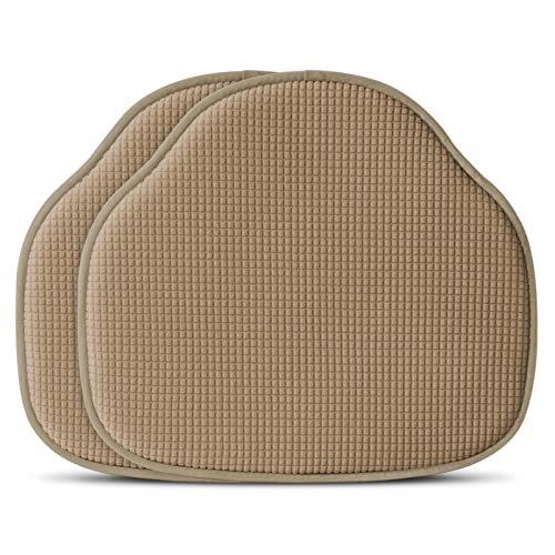 Shinnwa Windsor Chair Cushions Set of 2, Farmhouse Kitchen Seat Cushions, Non Slip Chair Pads for Dining Room, 2 Pack, 17 x 15.5 inches, Brown - color: Brown, size: 2 Count (Pack of 1)