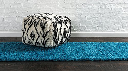 Unique Loom Solid Shag Collection Area Rug (2' 2" x 6' 5" Runner, Turquoise) - color: Turquoise, size: 2'2" x 6'5" (Rectangular)