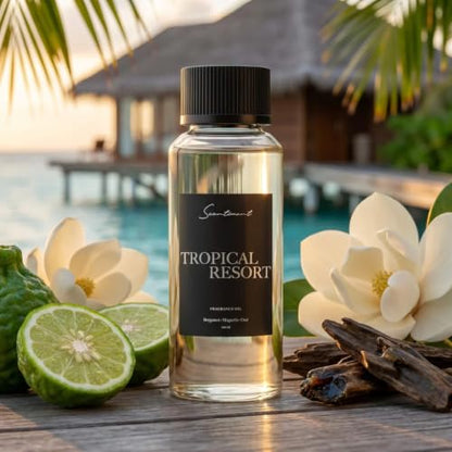 Scentiment Tropical Resort Diffuser Oil - Fragrance Oil Refill - 4.06 fl oz | Premium Hotel Scent with Notes of Bergamot, Magnolia & Oud, hotel-inspired aromatherapy home fragrance oil, for air diffusers - size: 4.06 Fl Oz (Pack of 1)