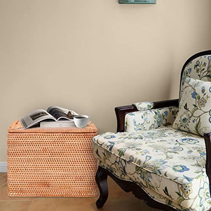 Rattan Basket with Lid, 15.75"×14.17"×11.81", Handwoven Storage | Handwoven from natural rattan | Durable & sturdy lid | Stackable design | Ages beautifully over time - size: 15.75"×14.17"×11.81"