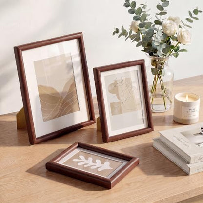 Acovy 5x7 Picture Frame, Natural Solid Mahogany Wood | Handcrafted Wooden Frame, Matted to 4x6, High Definition Tempered Glass, Wall Hook Included - color: Mahogany, size: 5"x7"