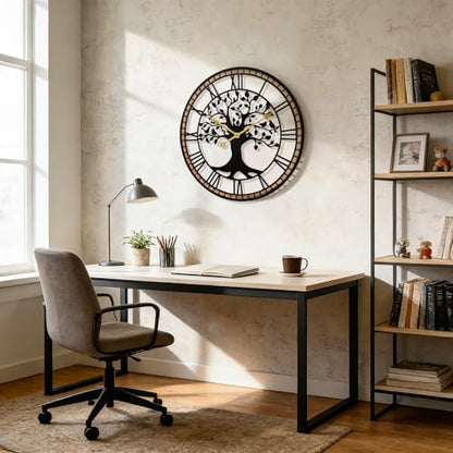 14" Farmhouse Bird Branch Wall Clock with Metal Tree Design | Bird branch accent with quiet movement, hardware included, 1 AA battery not included; approx. 2 lb for compact wall spaces - color: Roma, size: 14'' x 14''