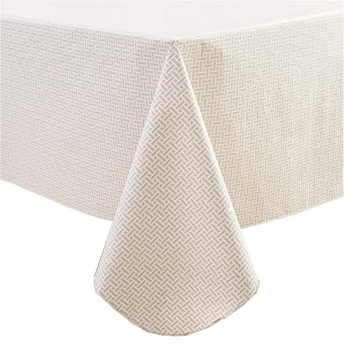 Pioggia Vinyl Tablecloth with Flannel Backed Waterproof Oil-Proof PVC Table Cloth Wipeable Spill-Proof Plastic Table Cover for Indoor and Outdoor(Weave, 60 x 84 Inch Rectangle) - color: Weave, size: 84" x 60" (Rectangular)