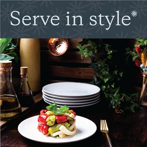 Vikko Appetizer Plates, Set of 4 White Ceramic Plates, Salad Plates Set, Stackable 8 Inch Round Plates, Dishwasher Safe, Bead and Butter Plates, Durable Plates for All Occasions - size: 8" Salad Plate